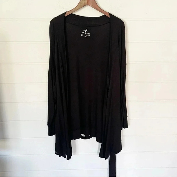 By Talia Tie Waist Soft Rayon Black Cardigan Size Large - Picture 1 of 9